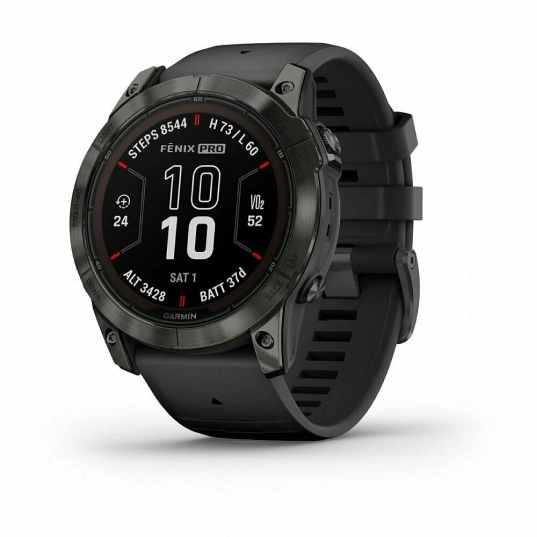 Умные часы Garmin Fenix 7x Pro Sapphire Solar Carbon Gray DLC Titanium with Black Band