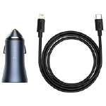 Автомобильное зарядное устройство Baseus 2 USB-A Quick Charge + кабель Lightning, 5W, черный
