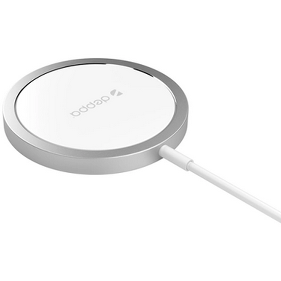 Беспроводное зарядное устройство Deppa MagSafe, 15W, серебро