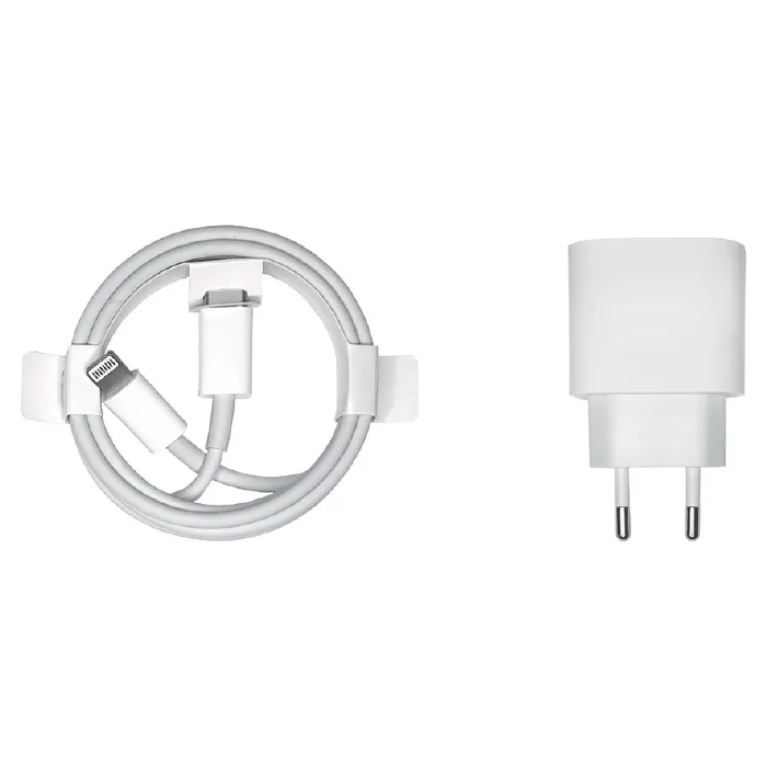 Сетевое зарядное устройство для iPhone USB-C 20W + кабель USB-C - Lightning