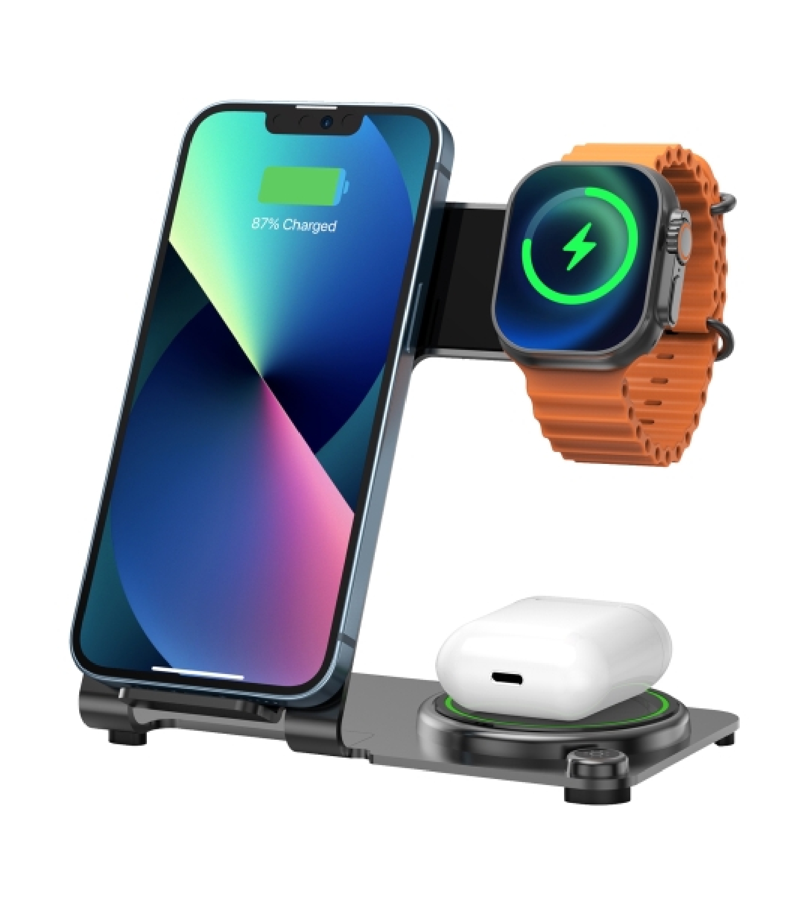Беспроводное зарядное устройство WiWU M2 Wireless Charger Power Air 3 в 1, черный