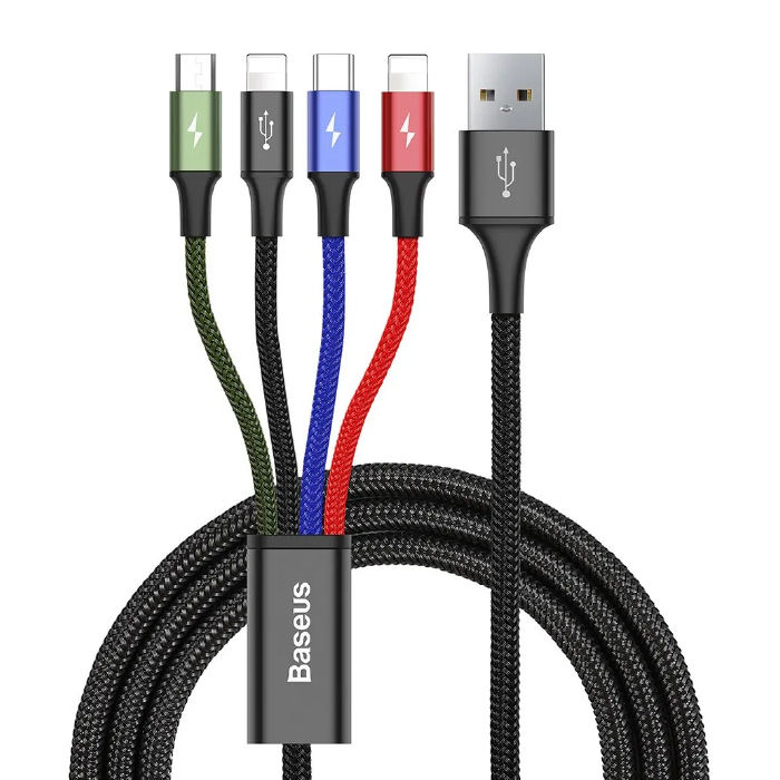 Кабель USB Baseus 4 in 1 для Micro & Type-C & 2x Lightning  Rapid Series CA1T4-A01