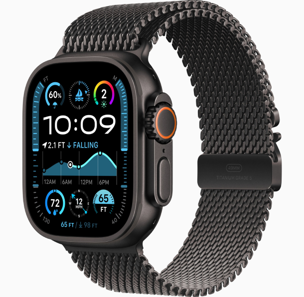 Apple Watch Ultra 2 (2024) GPS, 49 мм, корпус из черного титана, ремешок Milanese черного цвета (MX4W3) S