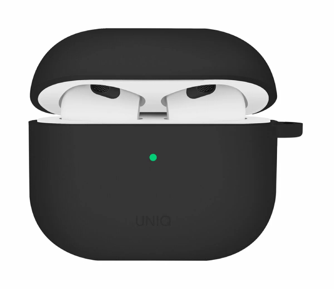 Чехол Uniq для Airpods 4 чехол NEXO Liquid silicone +carabin +Sports ear hooks Black