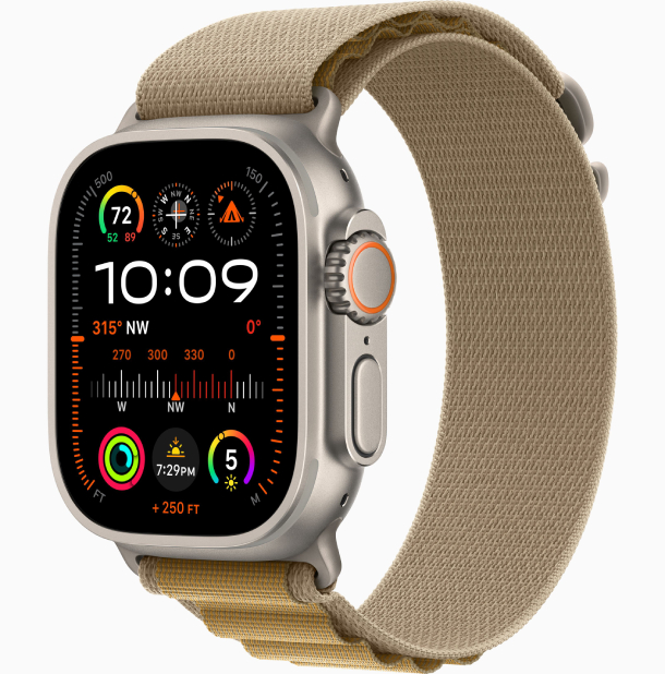Apple Watch Ultra 2 (2024) GPS, 49 мм, корпус из бежевого титана, ремешок Alpine Case Tan Alpine Loop M (FNH93/MX4F3)