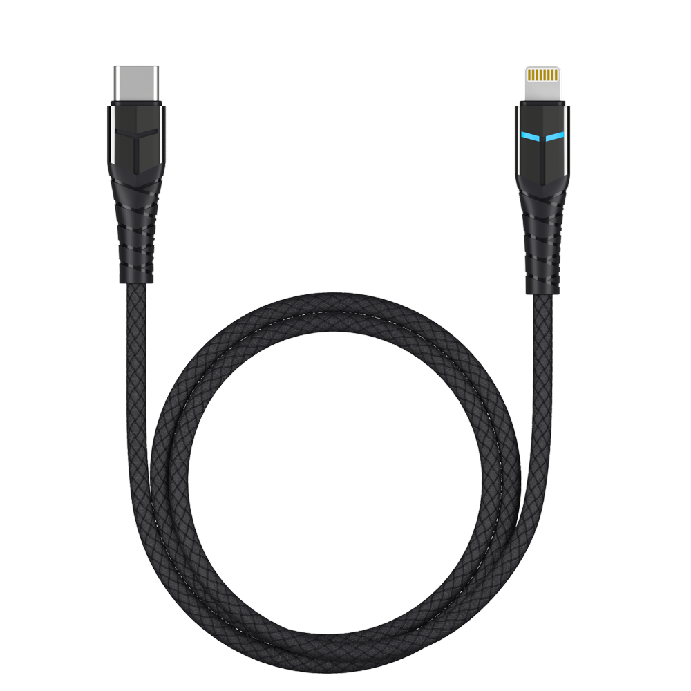 Кабель LED Deppa USB-C – Lightning, 1.2м, черный