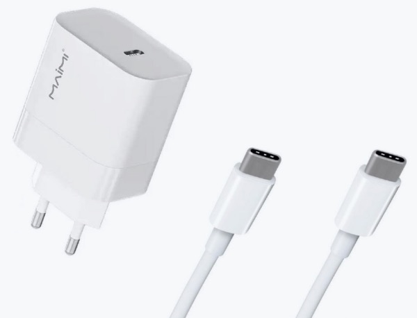 Сетевое зарядное устройство Maimi T76 + кабель Type-c - Type-c, белый