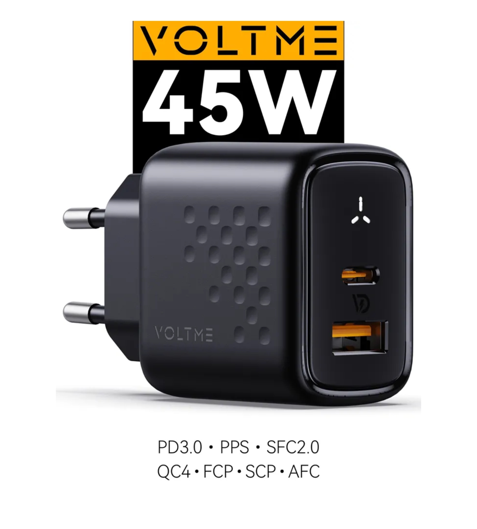 Сетевое зарядное устройство VOLTME Revo 45CA Duo GaN 45W (PD 3.0 USB Type-C + Type-A), черный