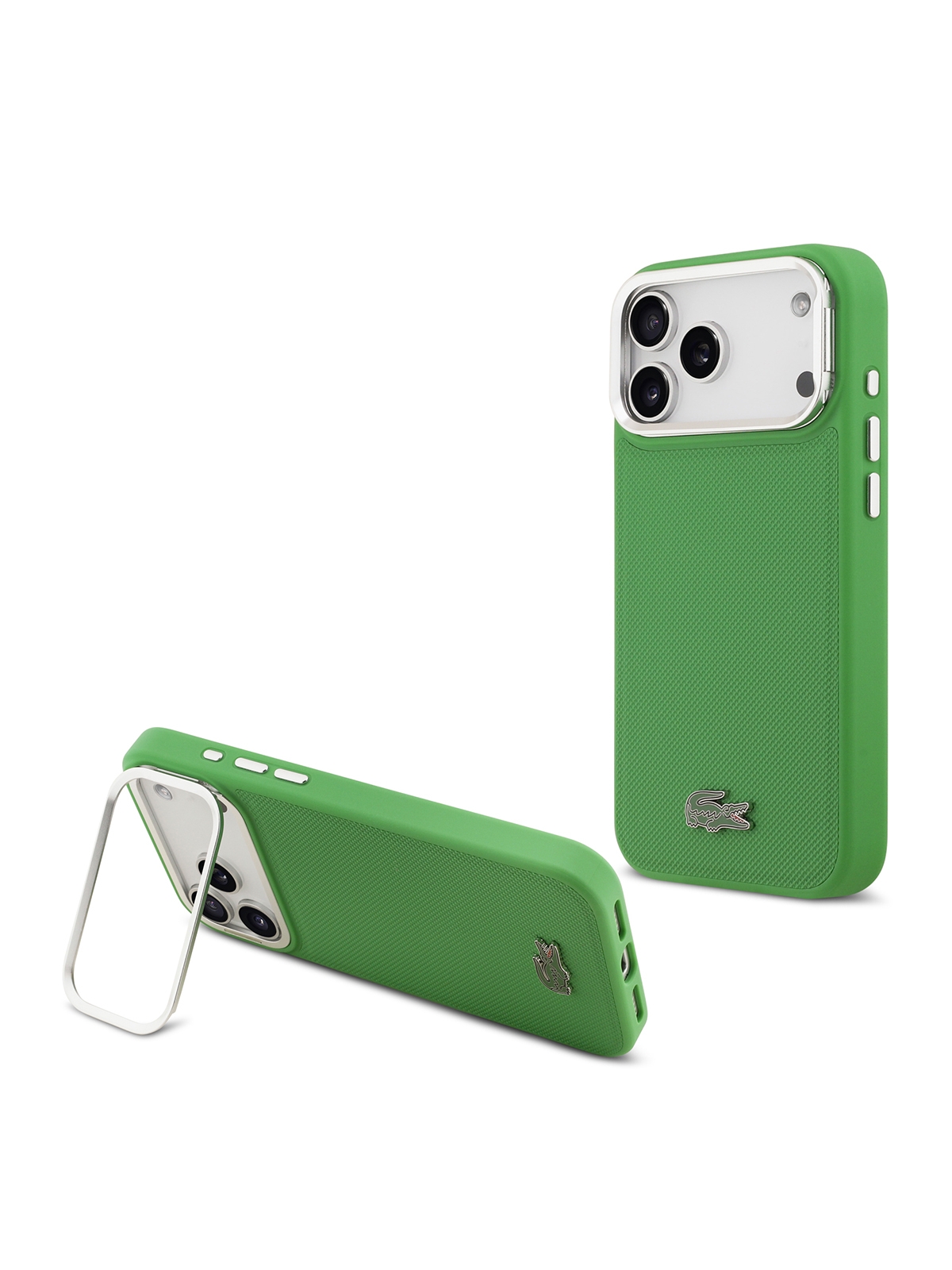 Чехол Lacoste для iPhone 17 Pro PVC Lacquer Metal logo with Camera Stand Hard Estragon (MagSafe