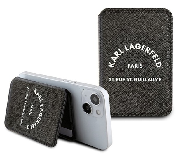 Чехол-бумажник Karl Lagerfeld Wallet MagSafe Cardslot Stand Saffiano RSG logo Black Чехол-бумажник Karl Lagerfeld Wallet MagSafe Cardslot Stand Saffiano RSG logo Black