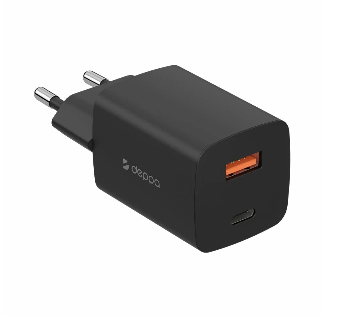 Сетевое зарядное устройство Deppa USB A + USB-C, PD 3.0, QC 3.0, 45W, GaN, черный