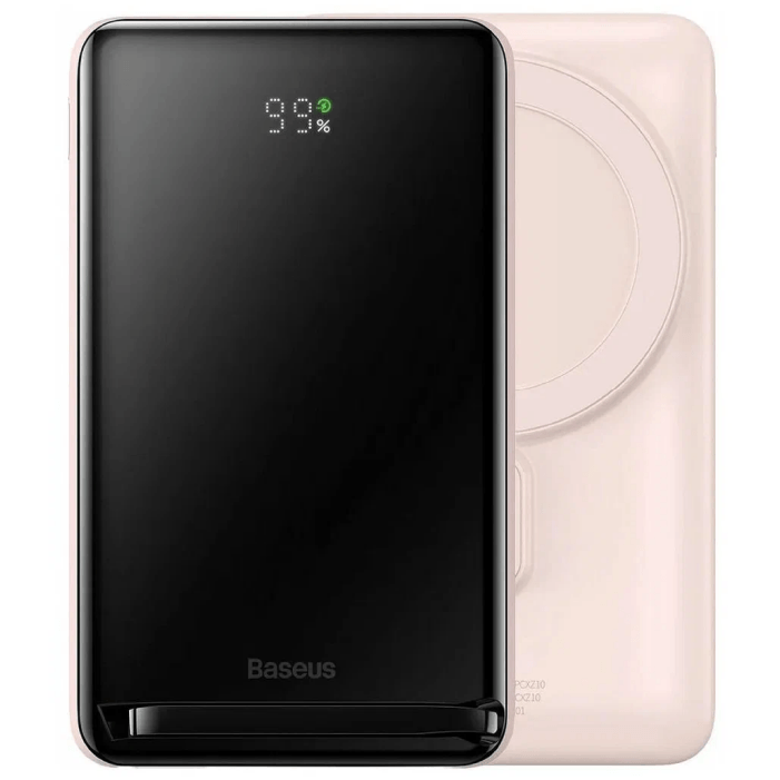 Внешний аккумулятор Baseus Magnetic Bracket Wireless Fast Charge Power Bank 10000mAh 20W Pink (With Baseus Xiaobai series fast charging Cable Type-C to TypeC 60W(20V/3A) 50 cm, white) (2)