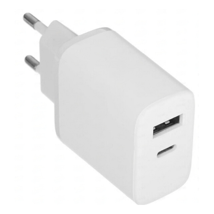 Сетевое зарядное устройство Axxa USB A + USB-C, PD, QC 3.0, 20W, белый