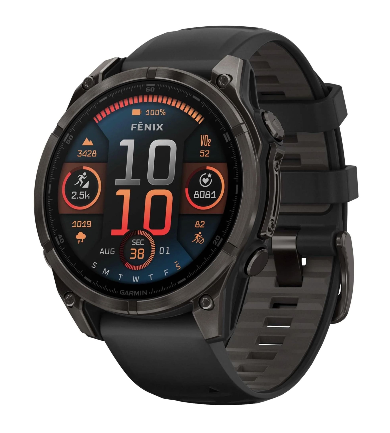 Умные часы Garmin Fenix 8, 47мм, AMOLED Sapphire Carbon Gray DLC Titanium with Black Silicone Band Умные часы Garmin Fenix 8, 47мм, AMOLED Sapphire Carbon Gray DLC Titanium with Black Silicone Band