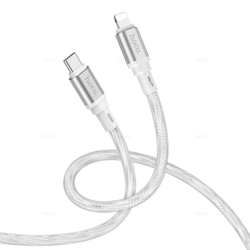 Кабель Hoco X98 Crystal ice PD silicone charging data cable USB-C->Lightning, белый