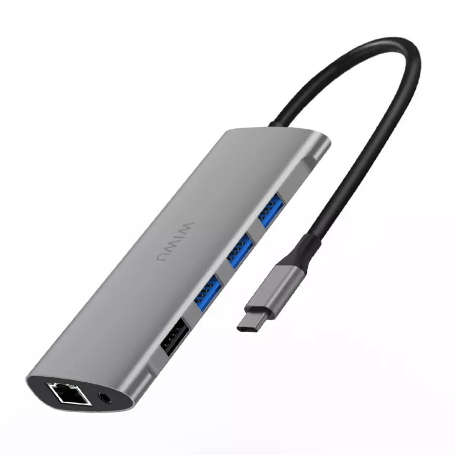 Адаптер WIWU 11 in 1 Type C -> 3х USB 3.0 Hub, SD Card, TF, 2x HDMI, VGA, RJ 45, PD, 3,5mm