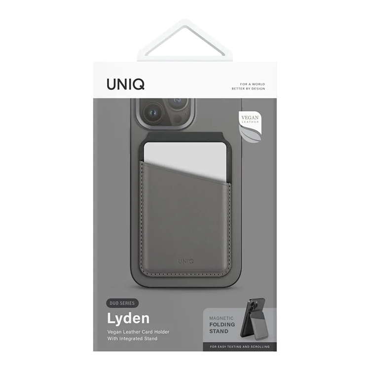 Чехол-бумажник Uniq Lyden DS Magnetic FRID-blocking cardholder with Stand Rhino Grey/Black