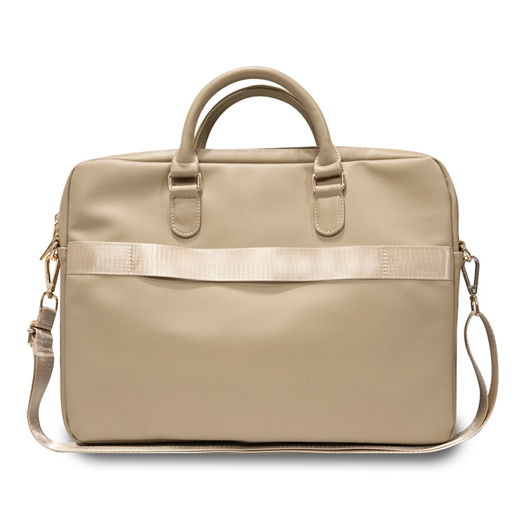 Сумка Guess для ноутбуков 15"/16" PU Grained leather Bag 4G metal logo with Zipper Light Gold