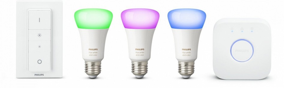 Комплект умных ламп Philips Hue White and Color Ambiance E27 Starter Kit с пультом ДУ и блоком управления (2)