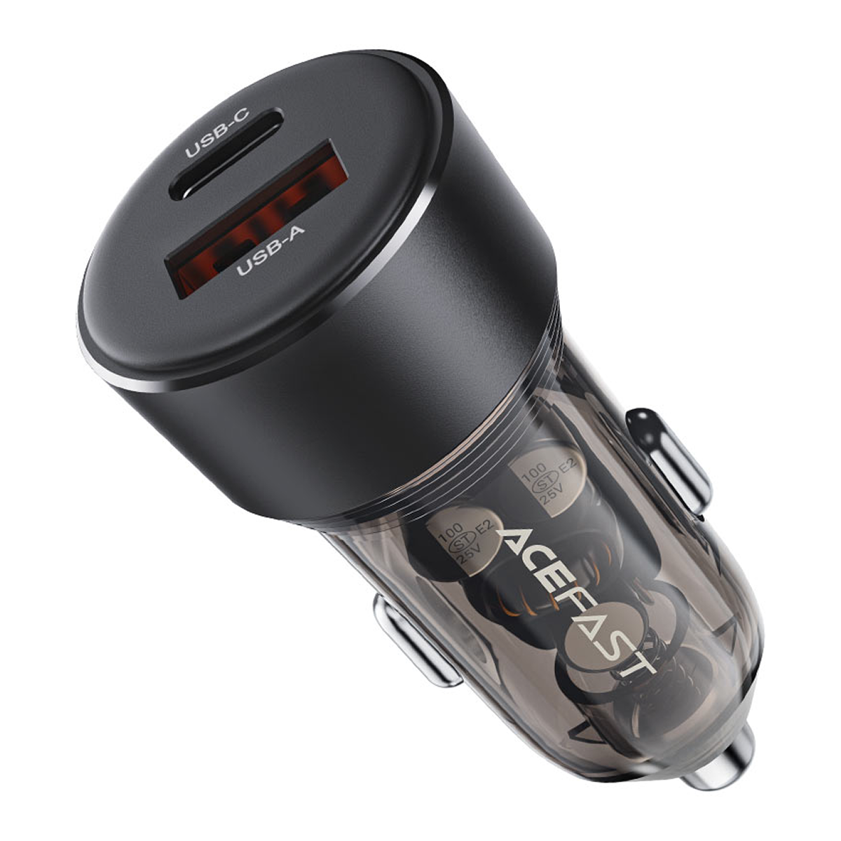 Автомобильное зарядное устройство Acefast B12 60W (USB-A+USB-C) dual-port car charger, Black