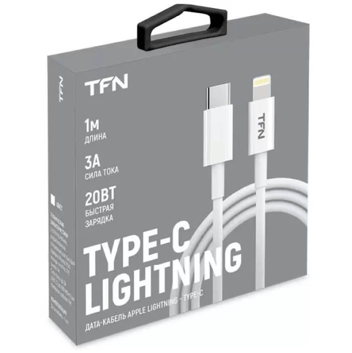 Кабель TFN USB-C - Lightning, TPE, белый, 1м