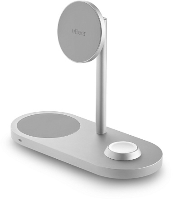 Беспроводное зарядное устройство Ubear Stage Pro 3 в 1 Magnetic, серебристый