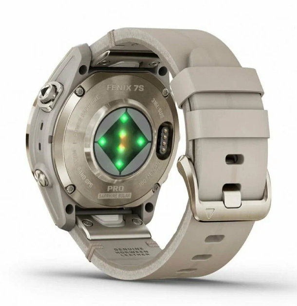 Умные часы Garmin Fenix 7S Pro Sapphire Solar Soft Gold Leather Band