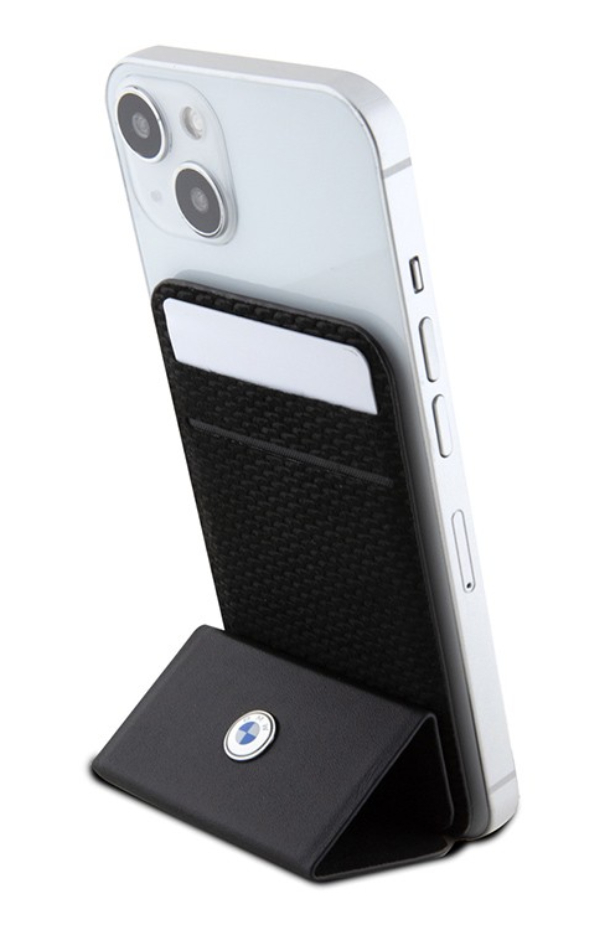 Чехол-бумажник BMW бумажник-стенд Wallet MagSafe Cardslot Stand Signature Leather with metal logo Black Чехол-бумажник BMW бумажник-стенд Wallet MagSafe Cardslot Stand Signature Leather with metal logo Black