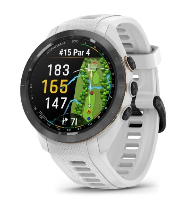Умные часы Garmin Aproach S70 42mm Black Ceramic Bezel with White Silicone Band