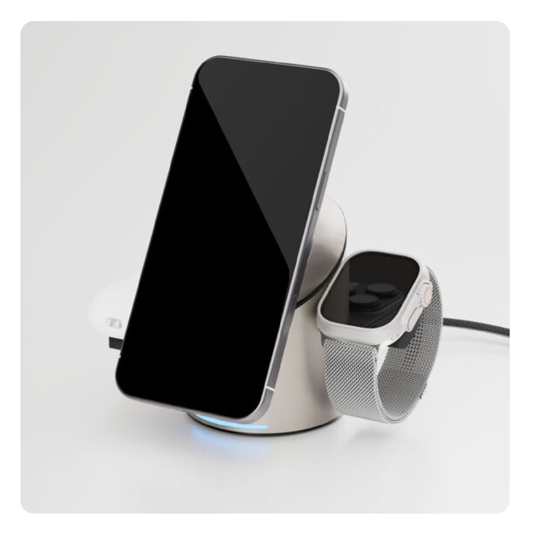 Беспроводное зарядное устройство «vlp» Tower Power 3 in 1 для Apple, натуральный титан