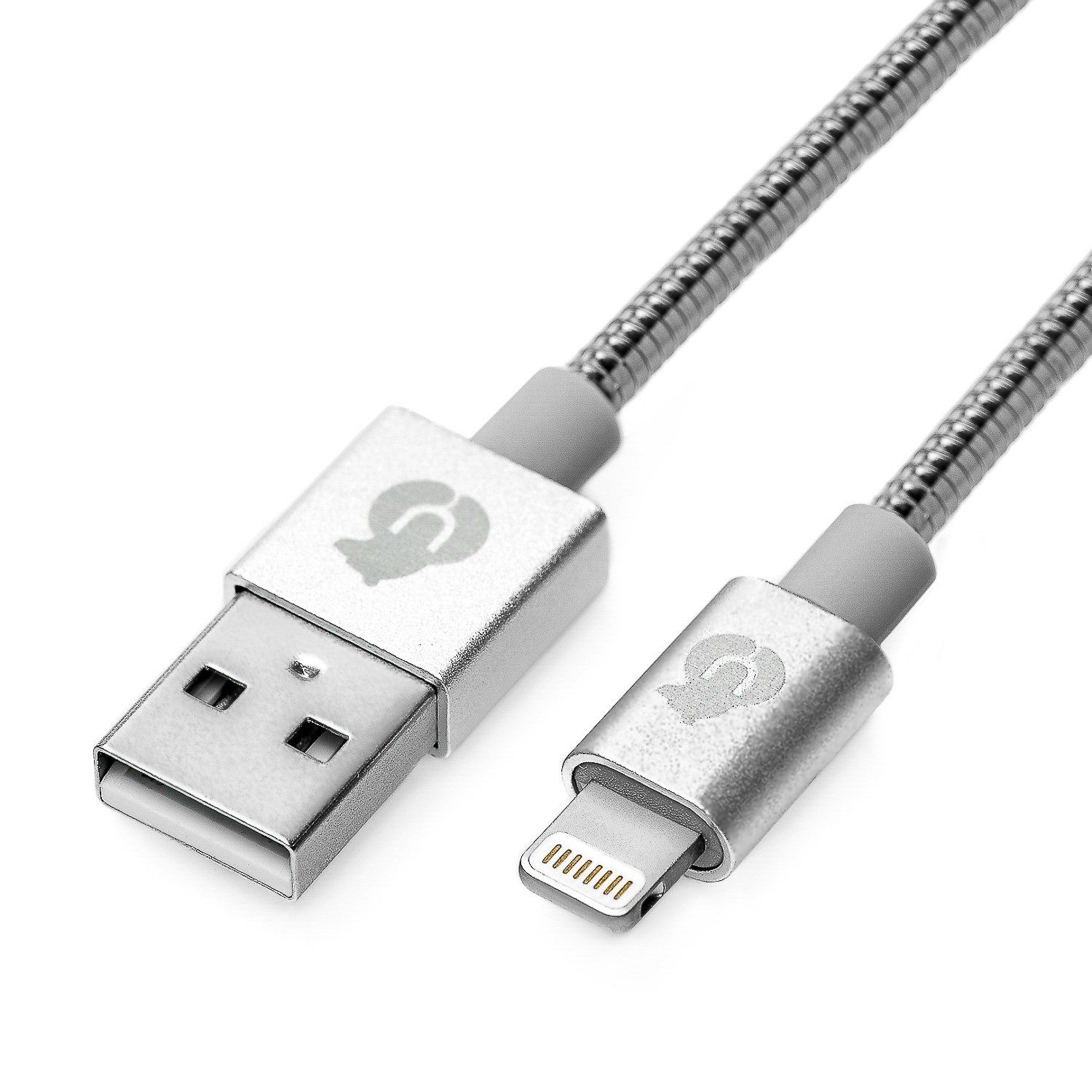 Кабель Ubear Force USB-A – Lightning, стальная оплётка, 1.2 м, серебристый
