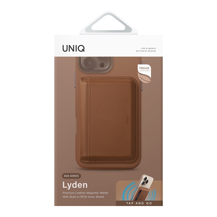 Чехол-бумажник Uniq Lyden DS Magnetic RFID-blocking wallet Caramel/Ivory