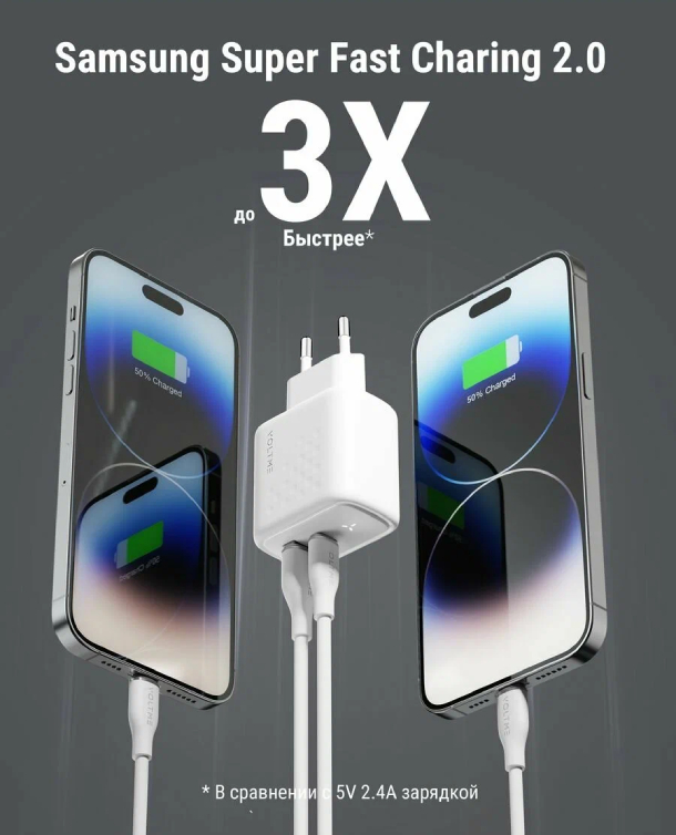 Сетевое зарядное устройство VOLTME Revo 45CA Duo GaN (PD 3.0 45 W Вт USB A + Type-C), белый