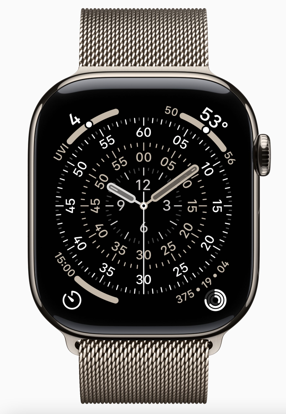 Apple Watch Series 11 GPS 46mm, Natural Titanium Case Natural Milanese Loop S/M (MFCY4)