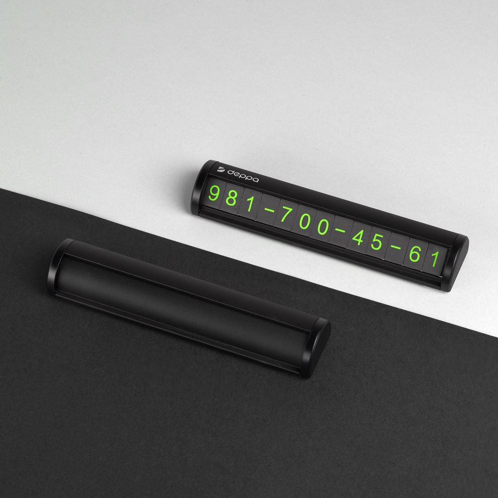 Парковочная автовизитка Deppa с номером телефона Parking Card Alum, черный