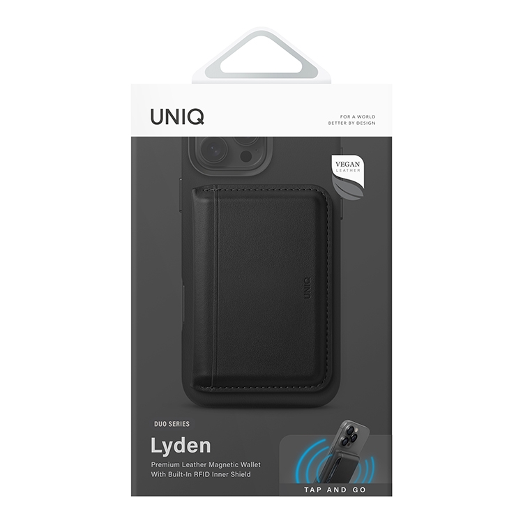 Чехол-бумажник Uniq Lyden DS Magnetic RFID-blocking wallet Dallas Black/Flint Grey