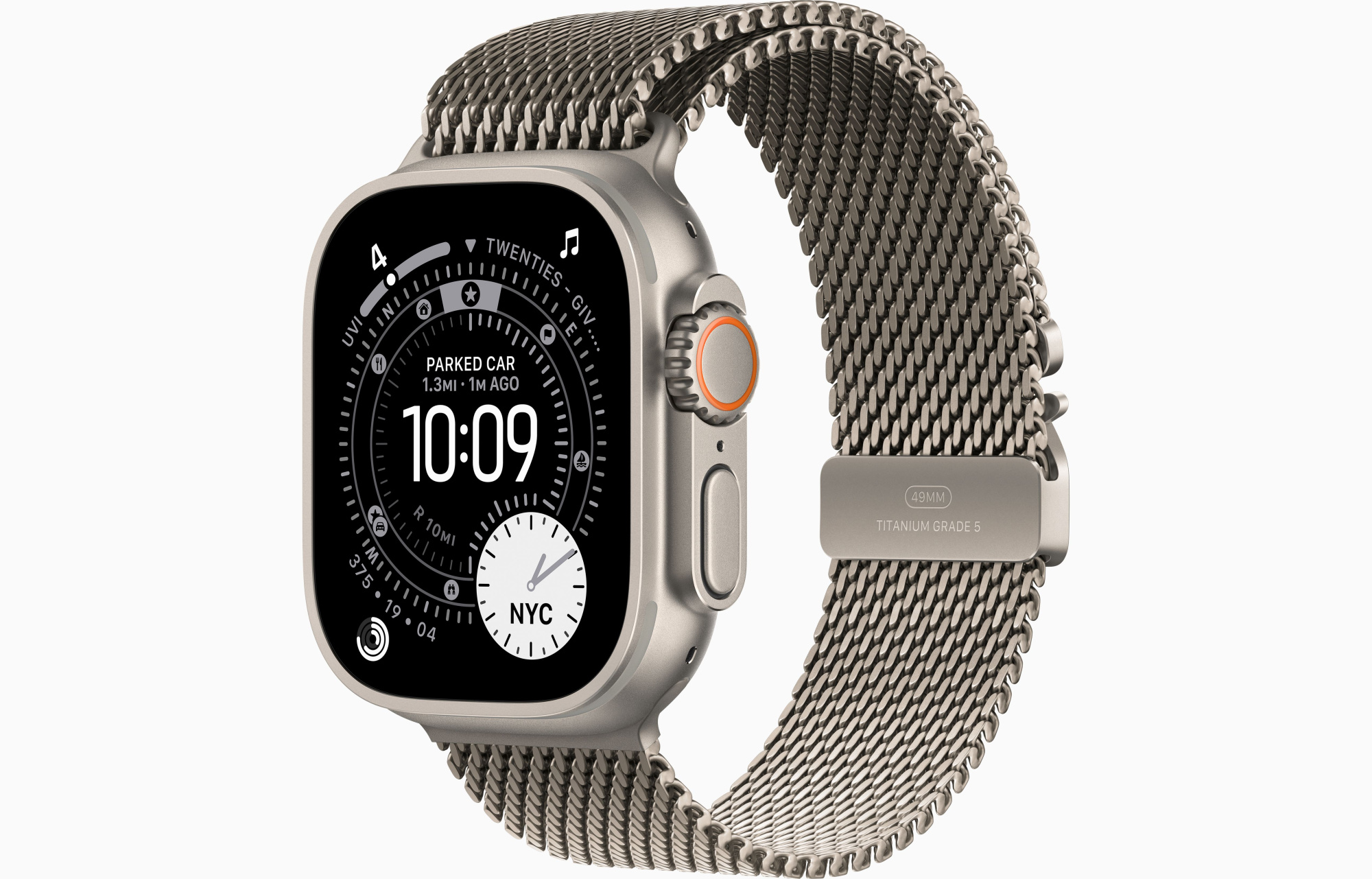 Apple Watch Ultra 3 GPS, 49 мм, корпус из бежевого титана, ремешок Milanese цвета Natural M (MEWY4)