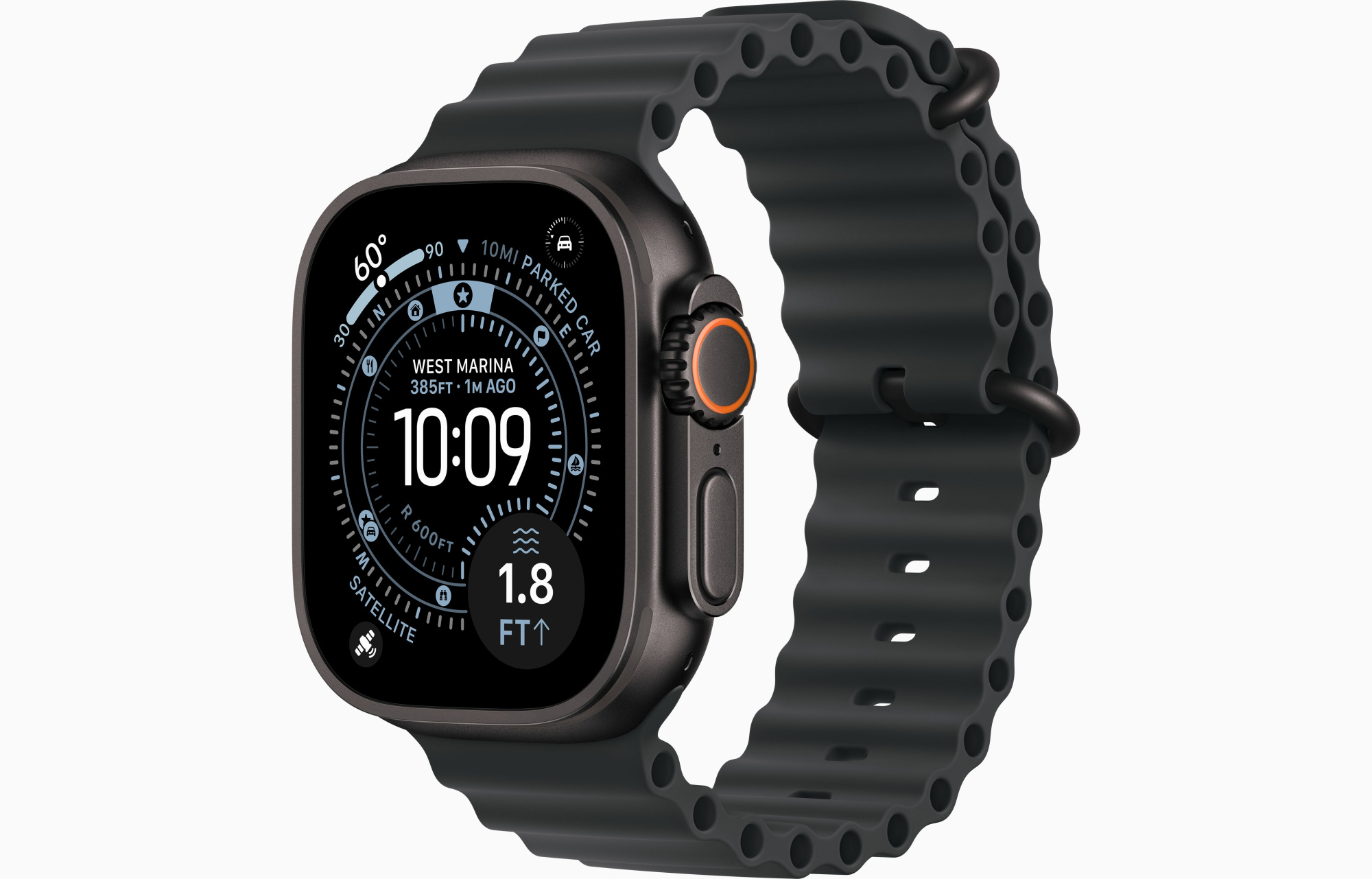 Apple Watch Ultra 3 GPS, 49 мм, корпус из черного титана, ремешок Ocean цвета Black (MF0J4)