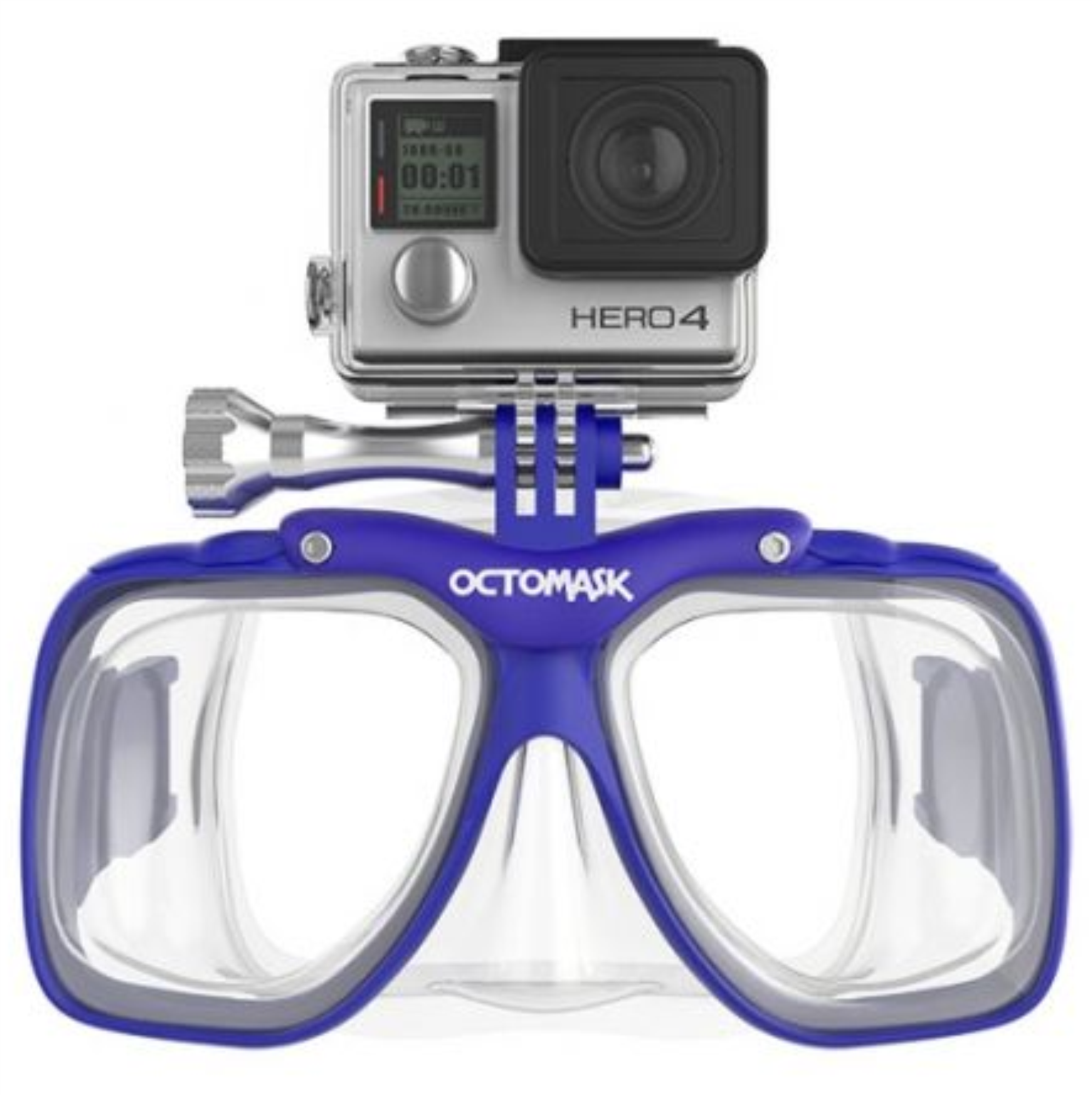 Маска для дайвинга с креплением для экшн-камер, синяя Маска для дайвинга с креплением для экшн-камер, синяя